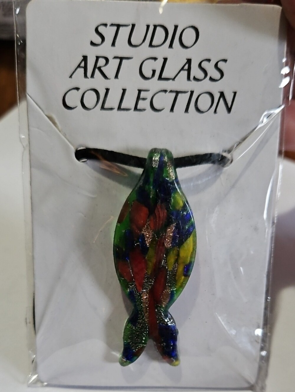Studio Art Glass Collection Multicolor Fish Pendant Necklace